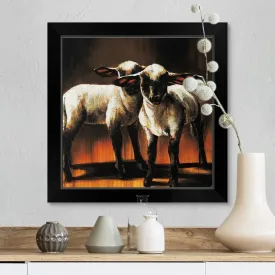 "1 Sheep 2 Sheep" Black Framed Print