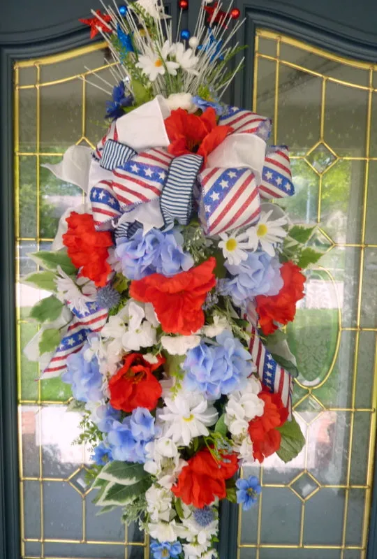 Red, White, and Blue Patriotic wreath, 4th of July door decoration