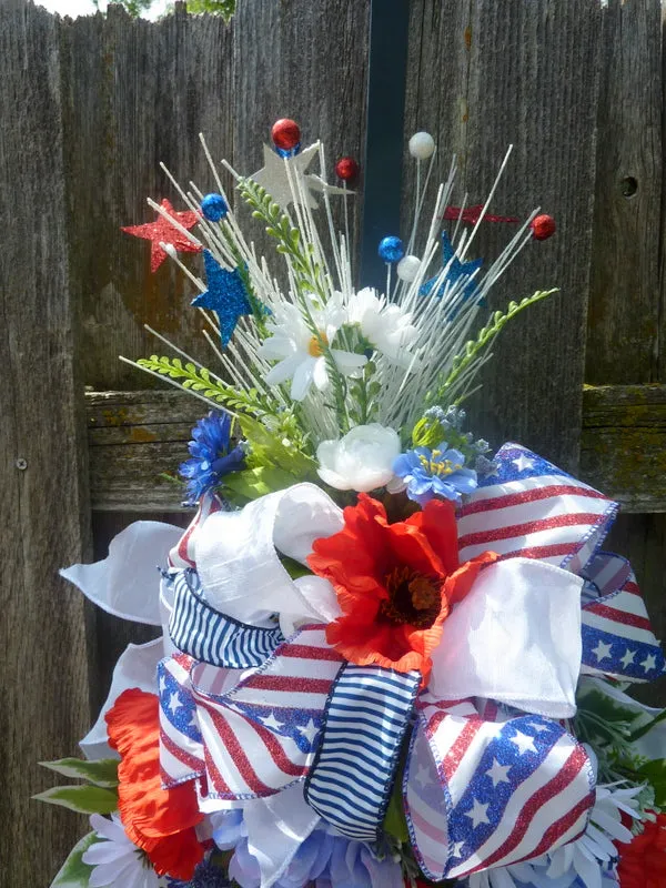 Red, White, and Blue Patriotic wreath, 4th of July door decoration