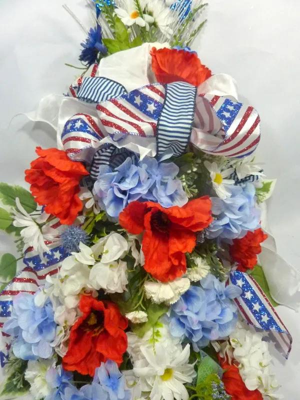 Red, White, and Blue Patriotic wreath, 4th of July door decoration