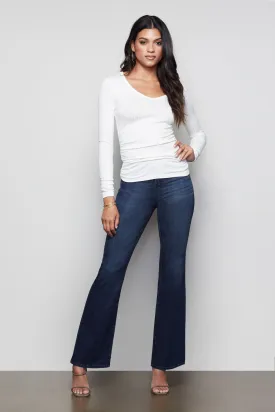 SHIRRED RIB LONG SLEEVE | WHITE001