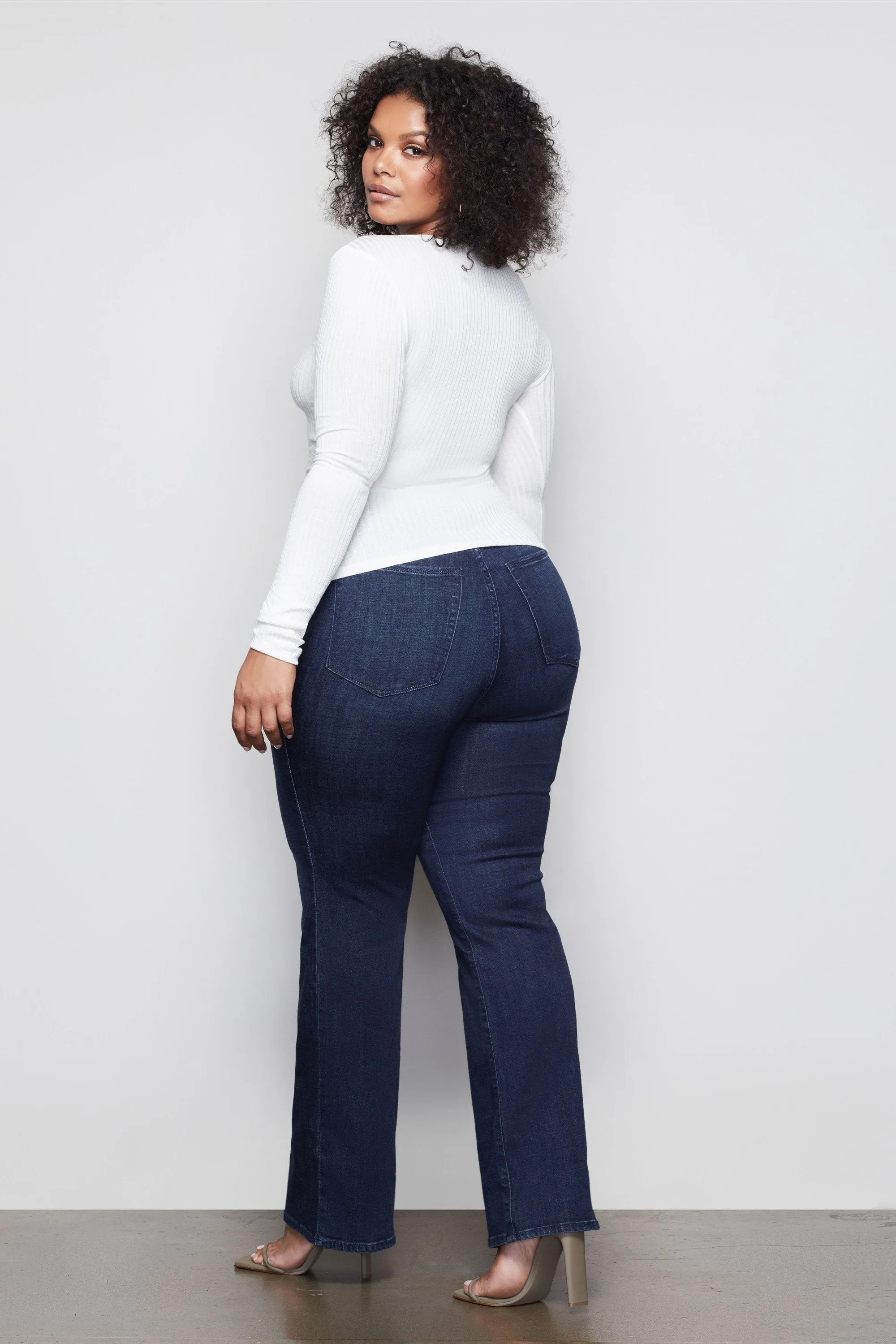 SHIRRED RIB LONG SLEEVE | WHITE001