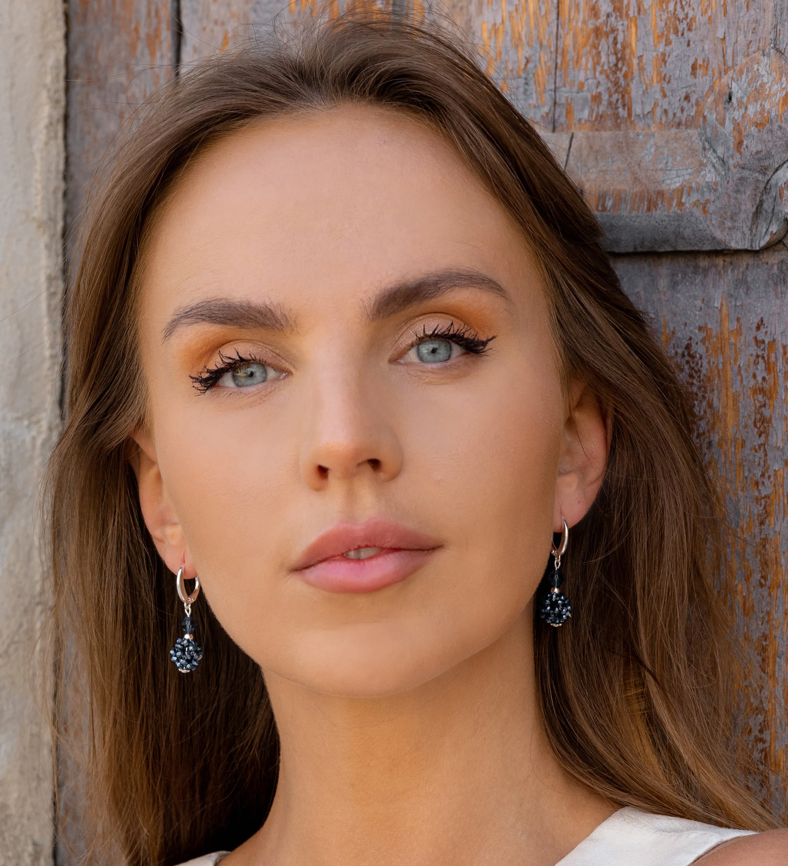 Silver Blue Bead Earrings