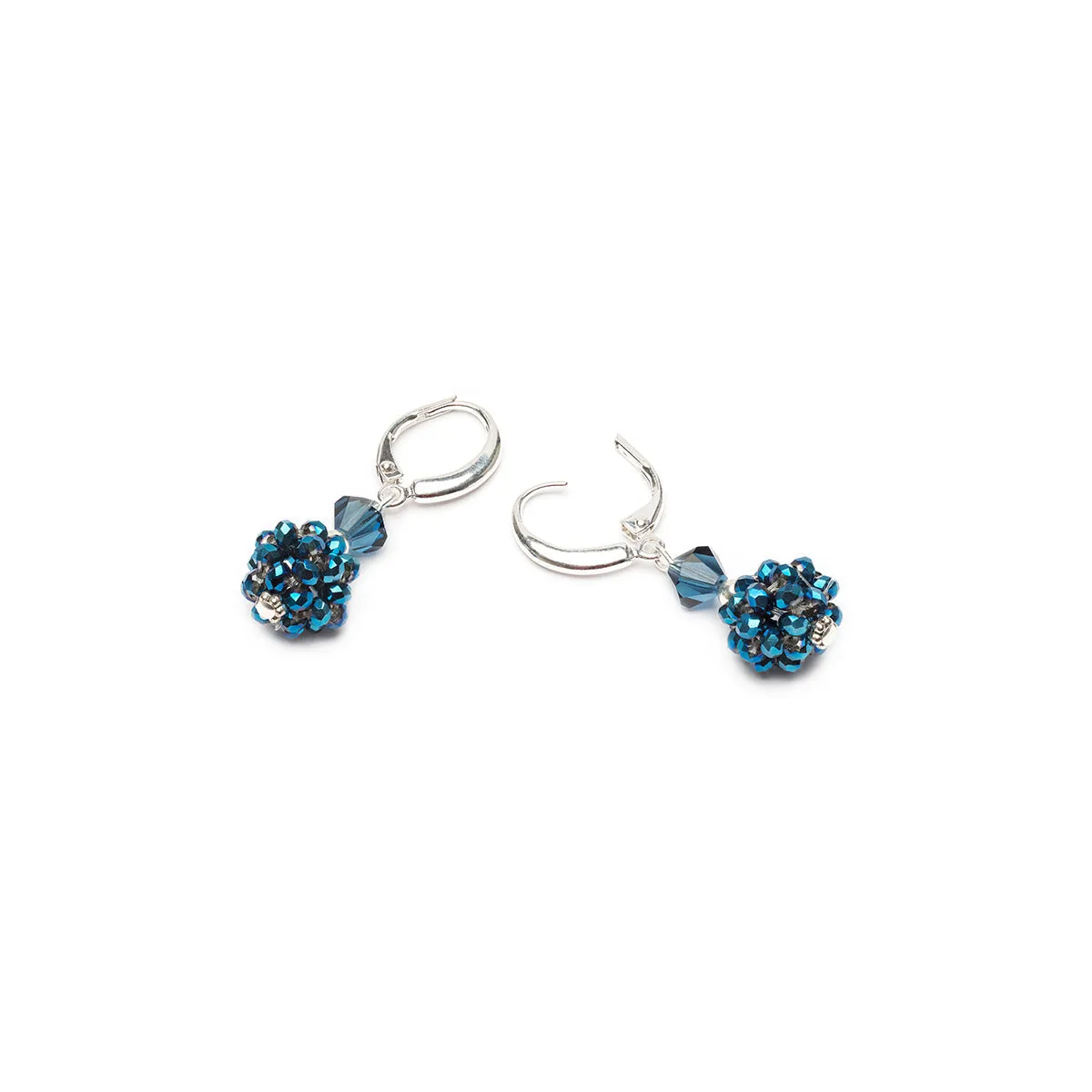 Silver Blue Bead Earrings