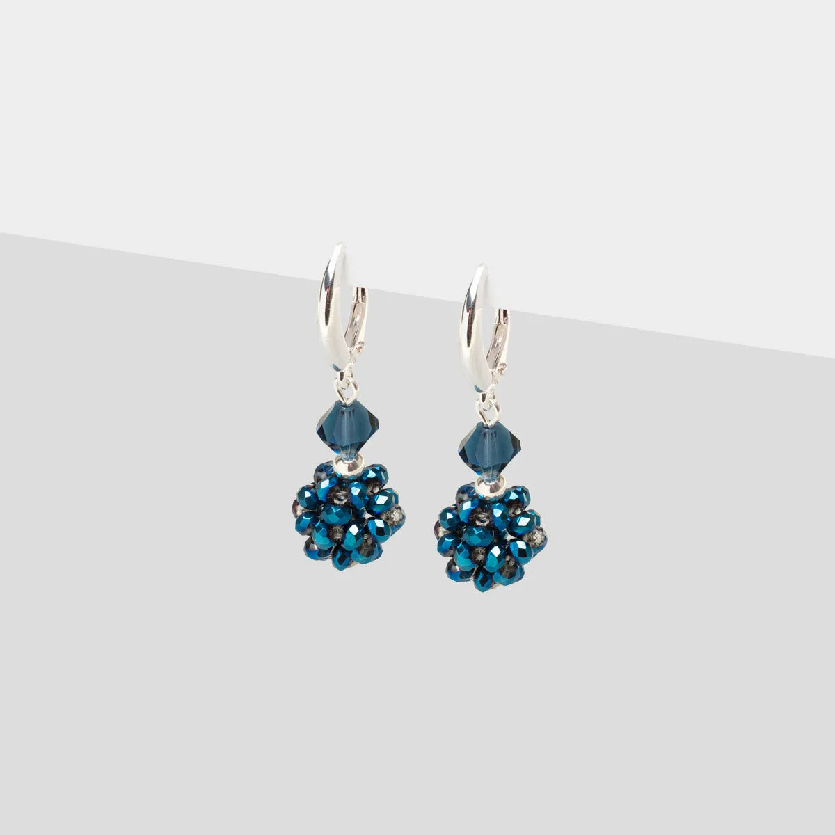 Silver Blue Bead Earrings