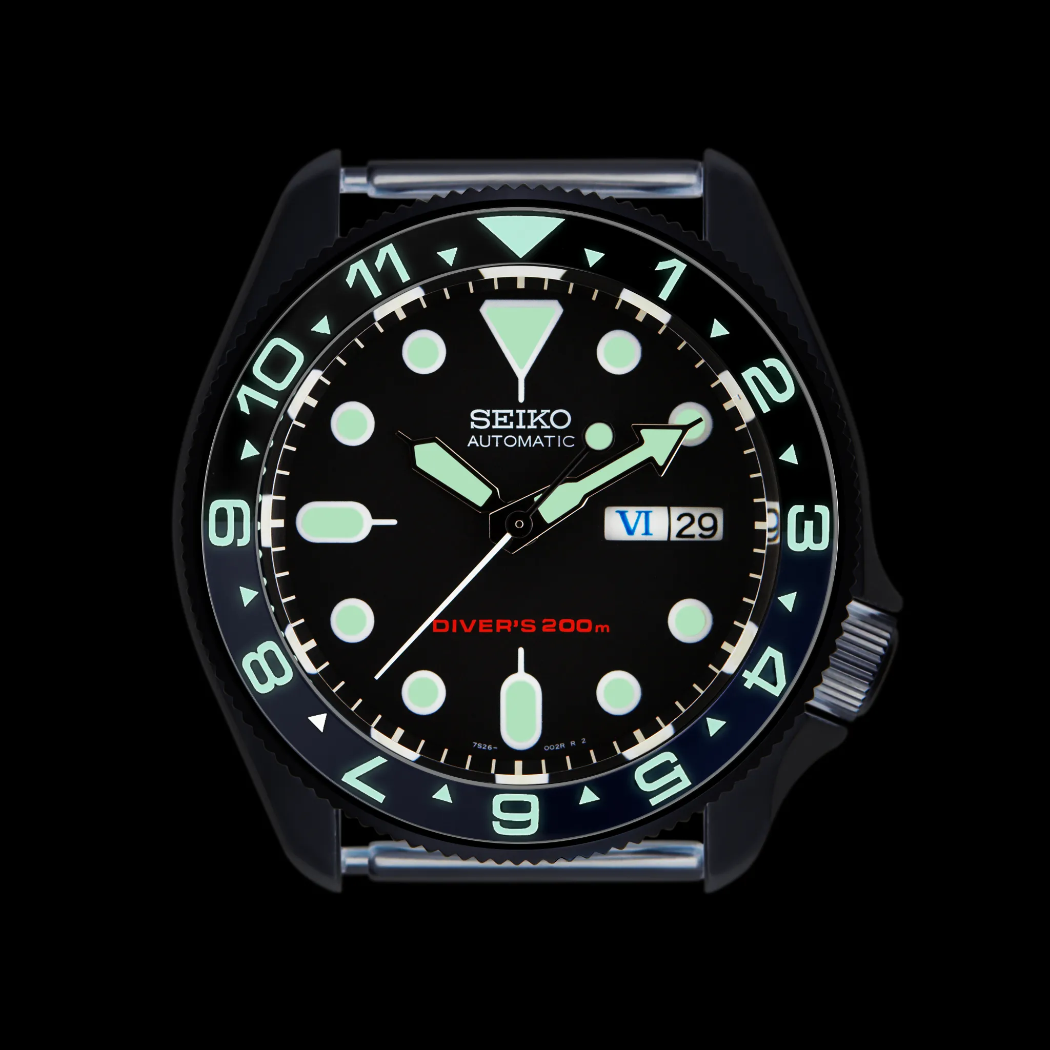 SKX007/SRPD Lumed Ceramic Bezel Insert: Dual Time Style Batman