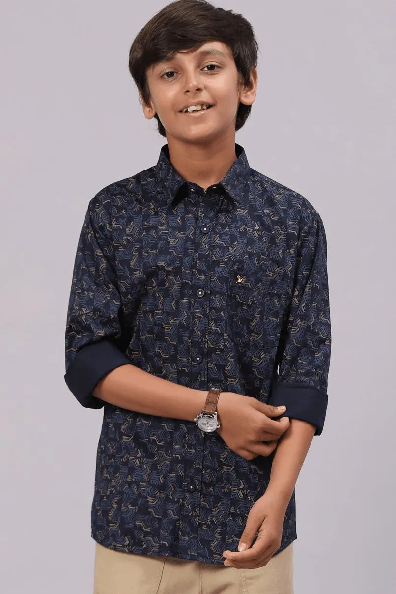 SON - Navy Semi Hexagon Print