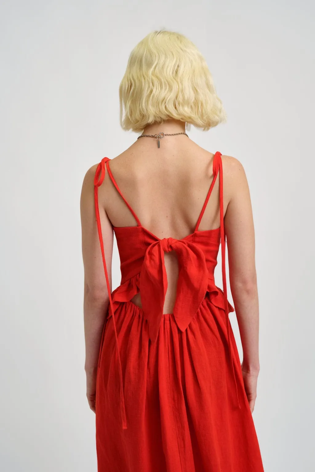 Tessa Dress Red Linen
