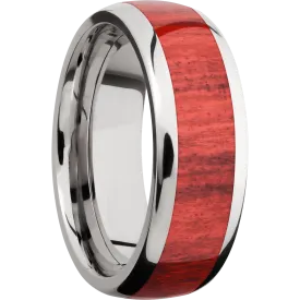 Titanium with Polish Finish and Red Heart Inlay