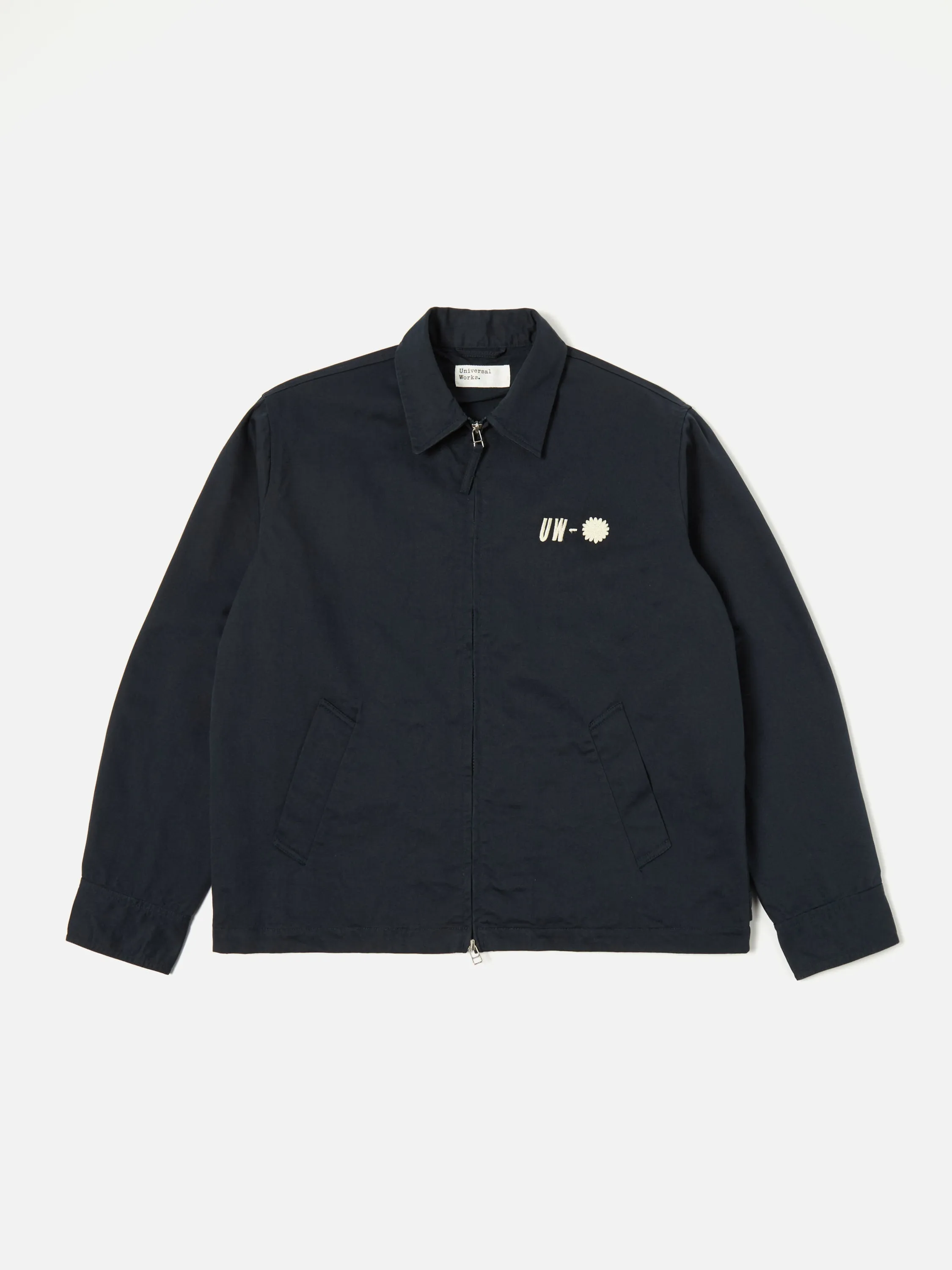 Universal Works Windcheater in Navy Embroidered Twill