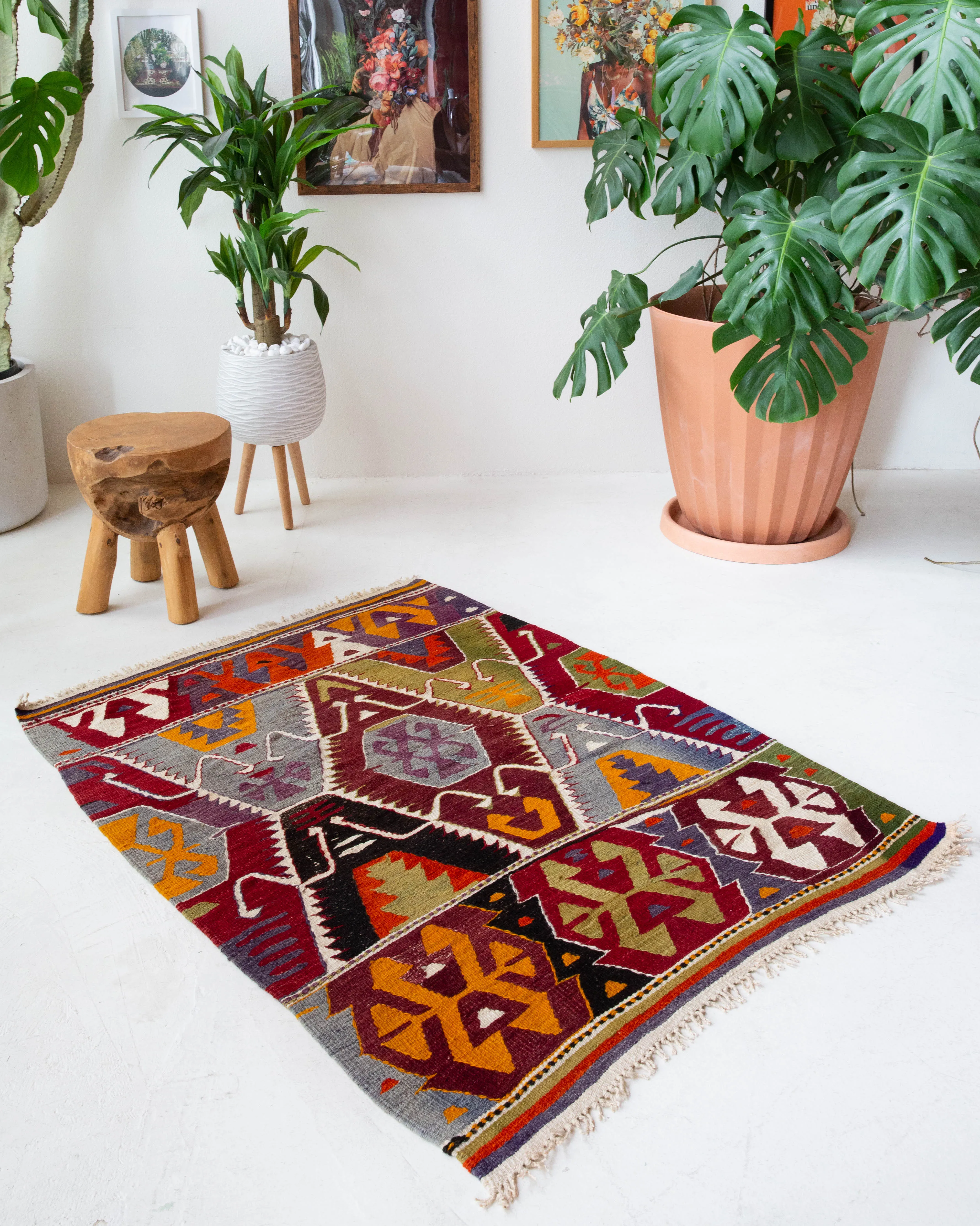 Vintage Antalya Kilim Rug 3'7"x4'9"