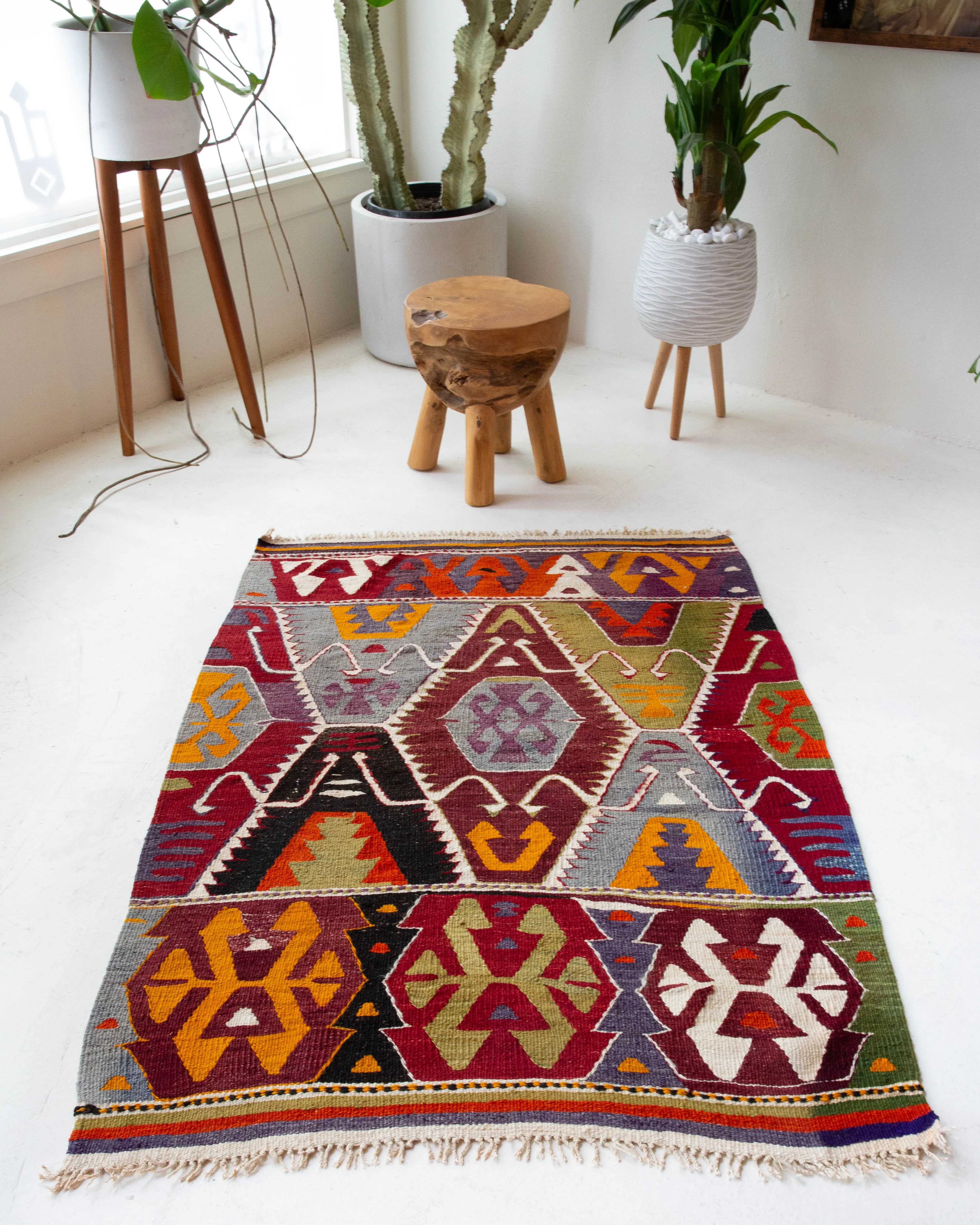 Vintage Antalya Kilim Rug 3'7"x4'9"