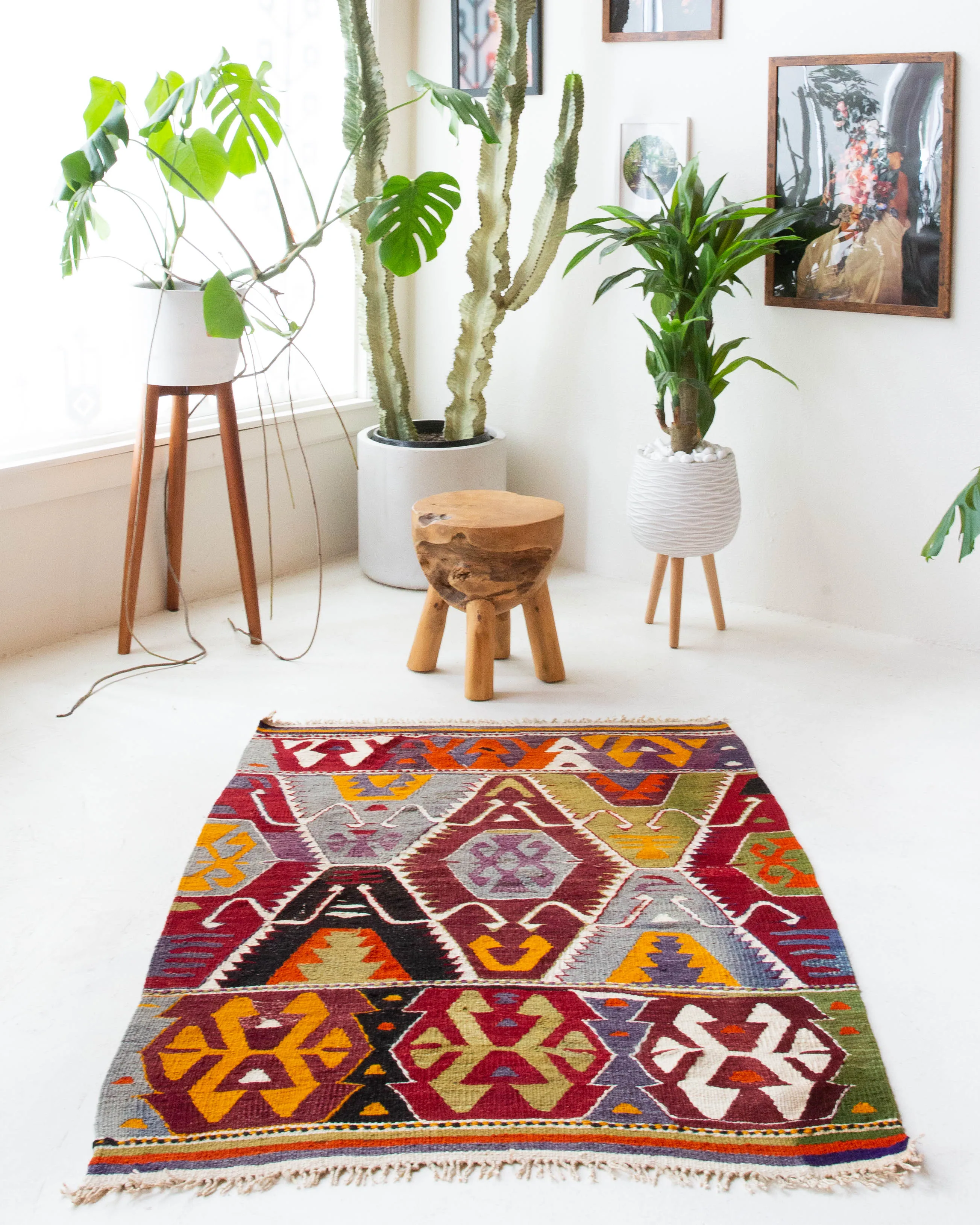 Vintage Antalya Kilim Rug 3'7"x4'9"